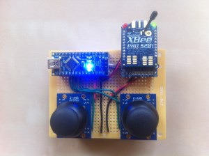 Final soldered remote w/ headers. Still allows Arduino and XBee to be reused.