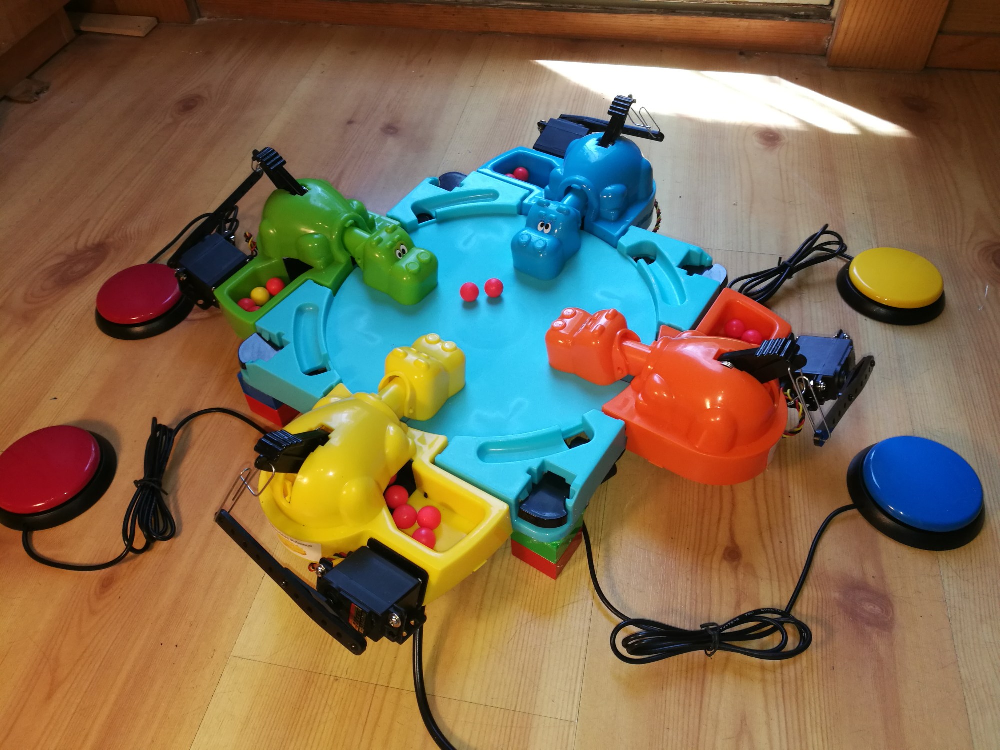 full switch adapted Hungry Hippos setup