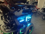 closeup of motorcycle LED strips on power wheelchair