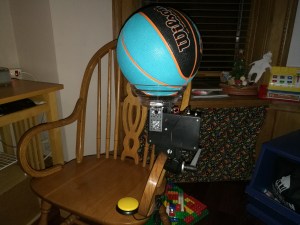 full Slam Dunk 2.0 setup on chair for testing
