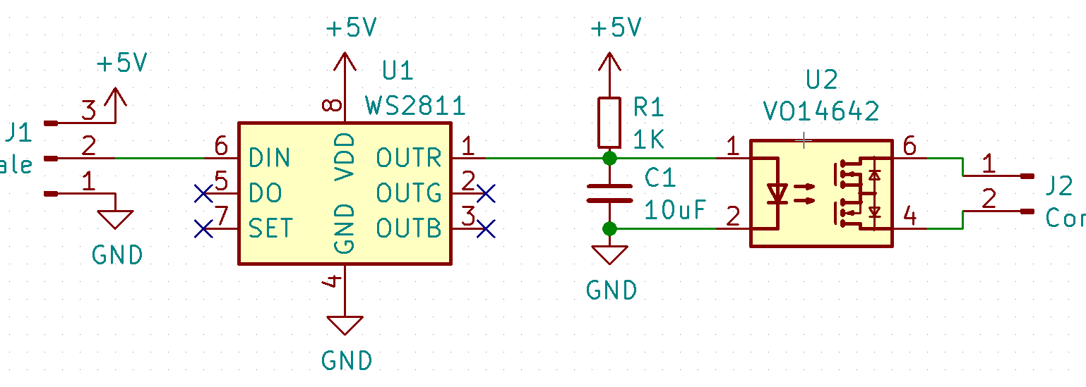 schematic for controlling SSR from LED strip