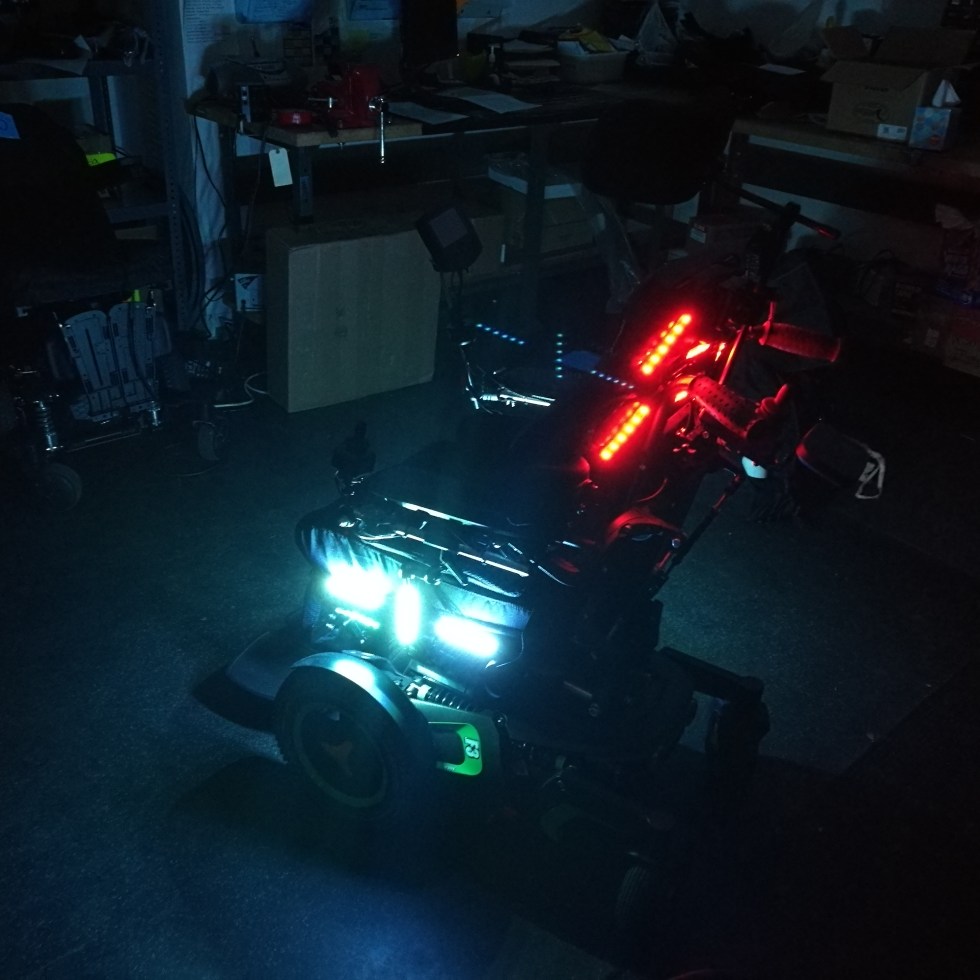 motorcycle LED strips on power wheelchair