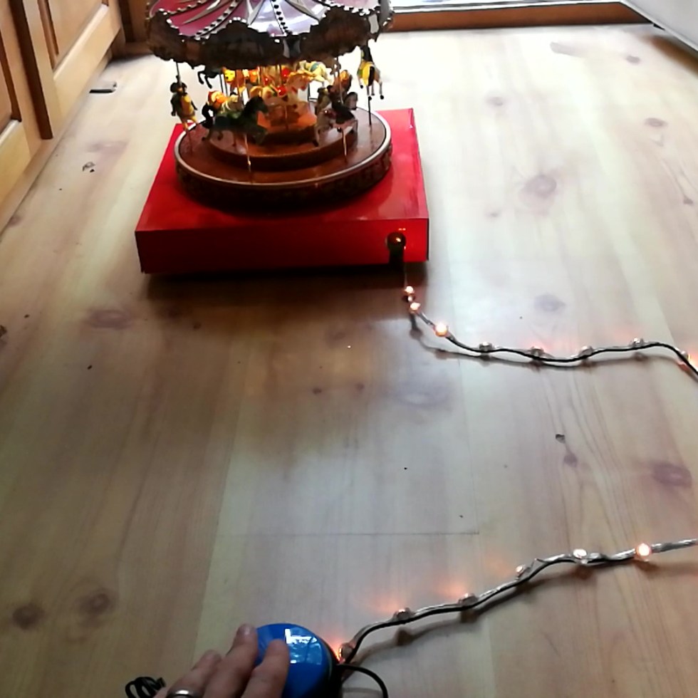 prototype of animated LED switch cable controlling carousel